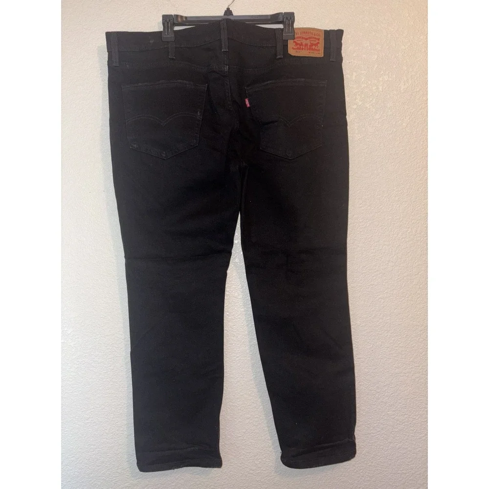 Levis 511 Slim Fit Distressed Black Jeans Mens 40x30 Ripped Denim